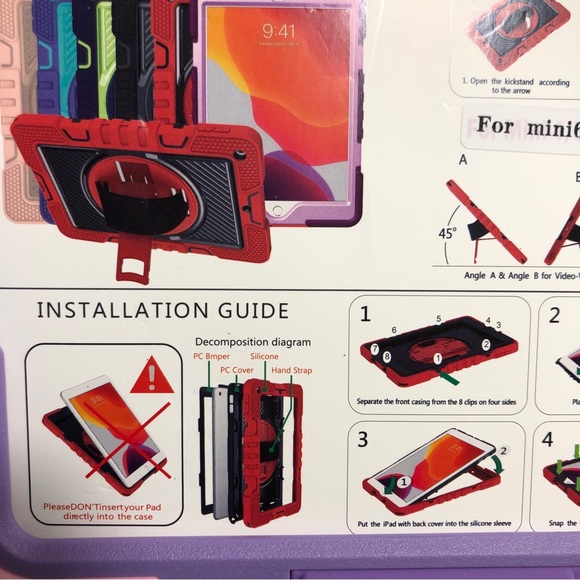 For iPad Mini 6 Case Kids 8.3 Inches Rainbow Color Rugged Tablet Stand Case NEW - Picture 8 of 9